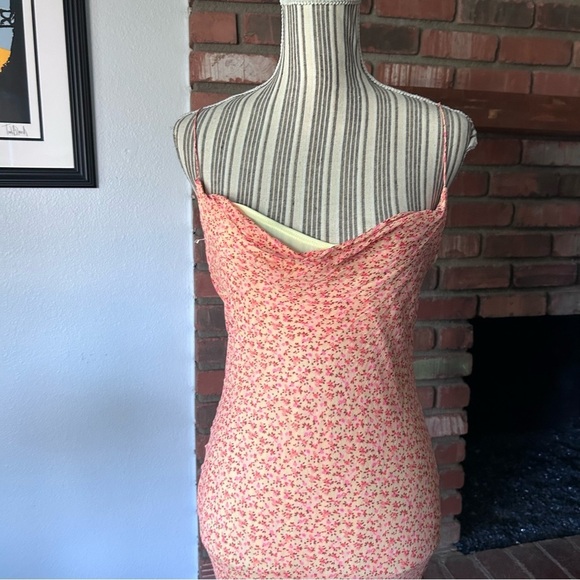 VTG Betsey Johnson Peach Floral Print Beaded Hem Sleeveless Dress Sz 8 PETITE - Picture 2 of 15